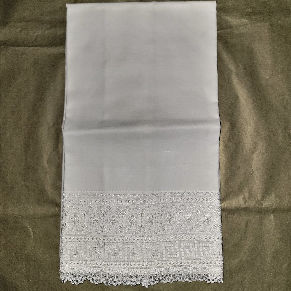 2 - Austrian White Cotton/Linen/Lace Decorative Pillow Sham - Queen/Standard